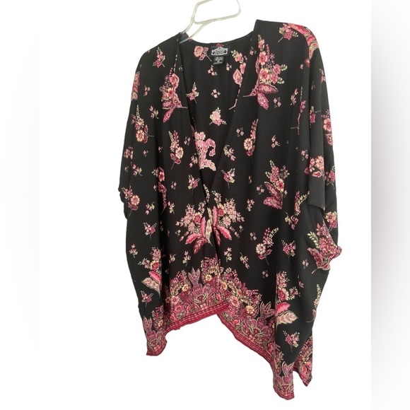 Angie Kimono Medium Floral Open Front Cardigan Boho Fairy Hippie Romantic Flowy - Picture 5 of 11